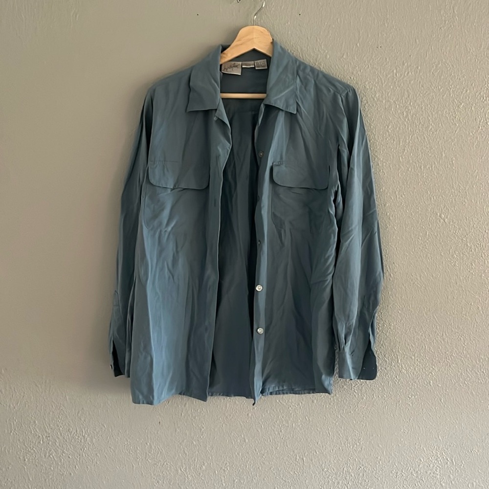 100% silk button up shirt